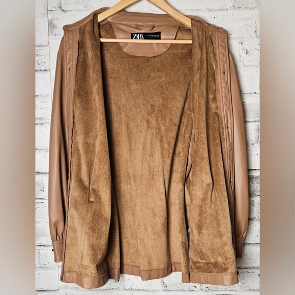 Zara Faux Leather Short Trench Coat - Picture 9 of 15